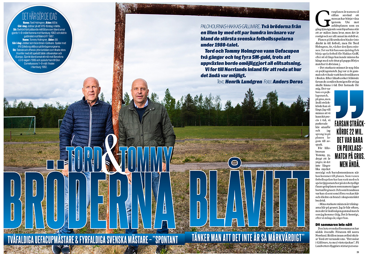 Bröderna Holmgren från Palohuornas till Sportbladets Blåvitt-bibel.